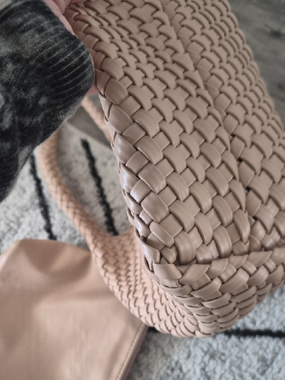 Woven Shoulder Hobo Bag in Light Beige - Picture 9 of 10